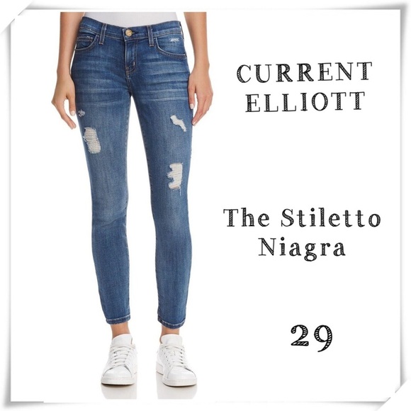 CURRENT Elliott The Stiletto Niagra Destroyed Skinny Jeans Size 29 #1280-0088 - Picture 1 of 10
